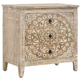 Best Furniture Outlet - Coaster - Mariska 3-drawer Wood Mandala Cabinet Distressed White - 950390