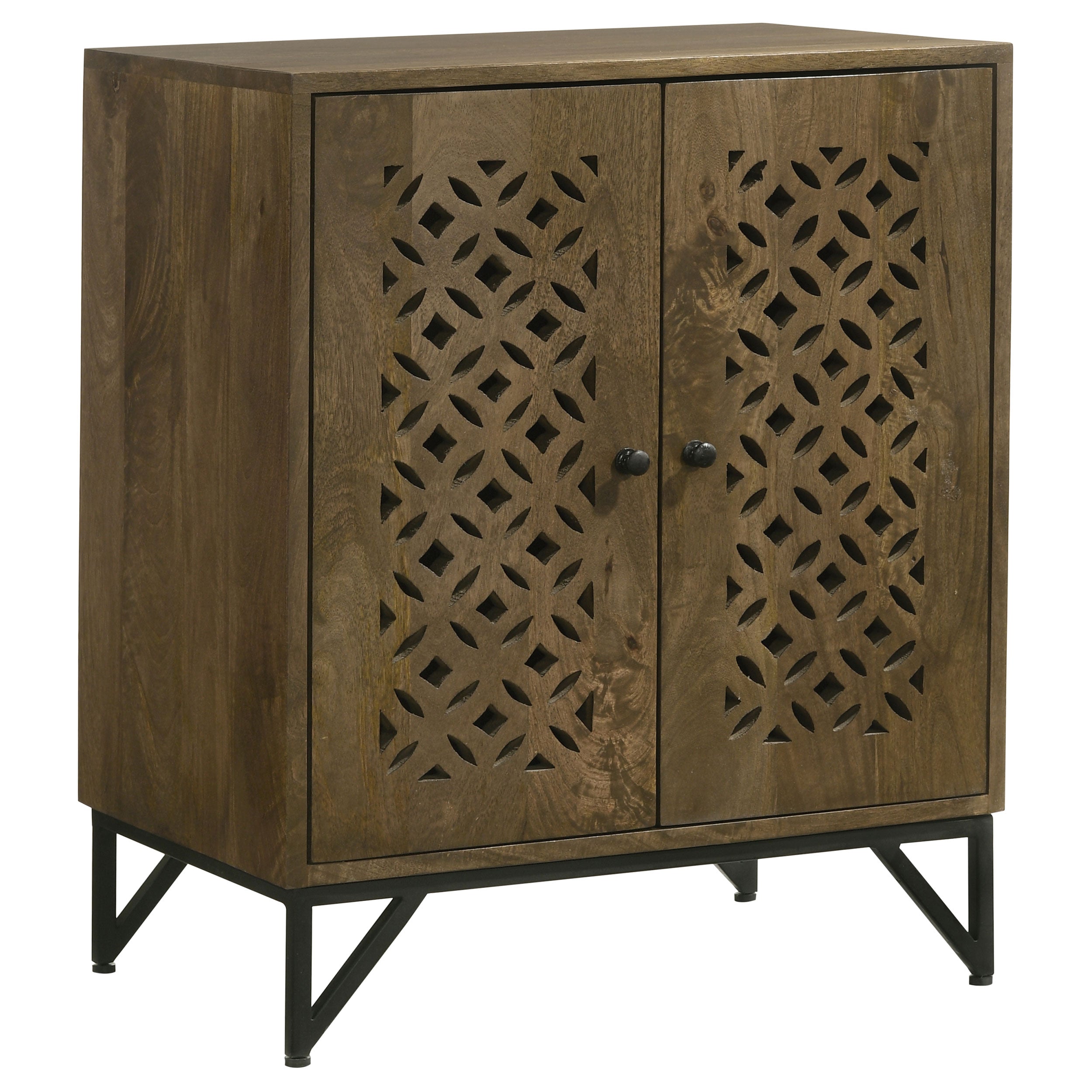 Best Furniture Outlet - Coaster - Zaria 2-door Wood Trellis Accent Storage Cabinet Brown - 950391