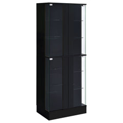 Best Furniture Outlet - Coaster - Cabra 4-door LED Curio Display Cabinet Black High Gloss - 950398