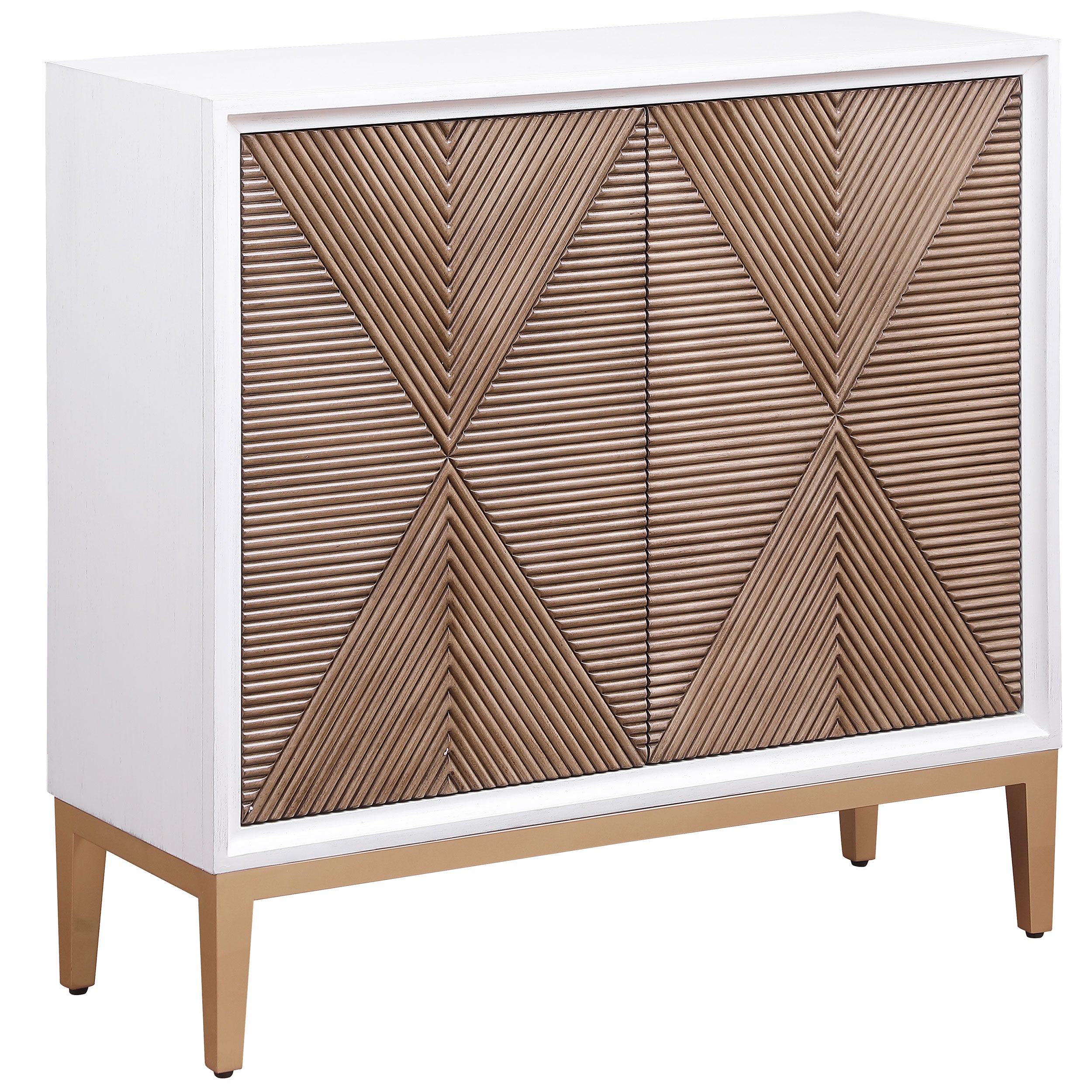 Best Furniture Outlet - Coaster - Gretchen 2-door Wood Fluted Parquet Cabinet White and Brown - 950408