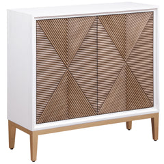 Best Furniture Outlet - Coaster - Gretchen 2-door Wood Fluted Parquet Cabinet White and Brown - 950408