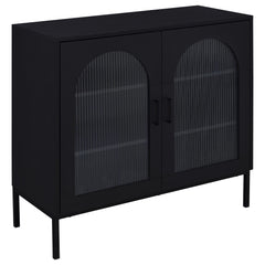 Best Furniture Outlet - Coaster - Jess 2-door Arched Fluted Glass Accent Cabinet Black - 950420