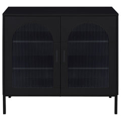 Jess 2-door Arched Fluted Glass Accent Cabinet Black