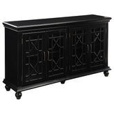 Best Furniture Outlet - Coaster - Kovu 4-door Wood Lattice Storage Accent Cabinet Black - 950639