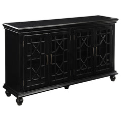 Best Furniture Outlet - Coaster - Kovu 4-door Wood Lattice Storage Accent Cabinet Black - 950639