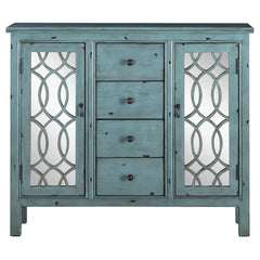 Rue 4-drawer Wood Trellis Accent Storage Cabinet Blue