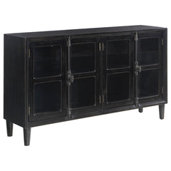 Best Furniture Outlet - Coaster - Sylvia 4-door Wood Lattice Accent Storage Cabinet Black - 950780