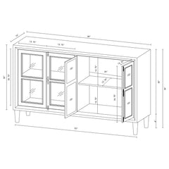 Sylvia 4-door Wood Lattice Accent Storage Cabinet Black