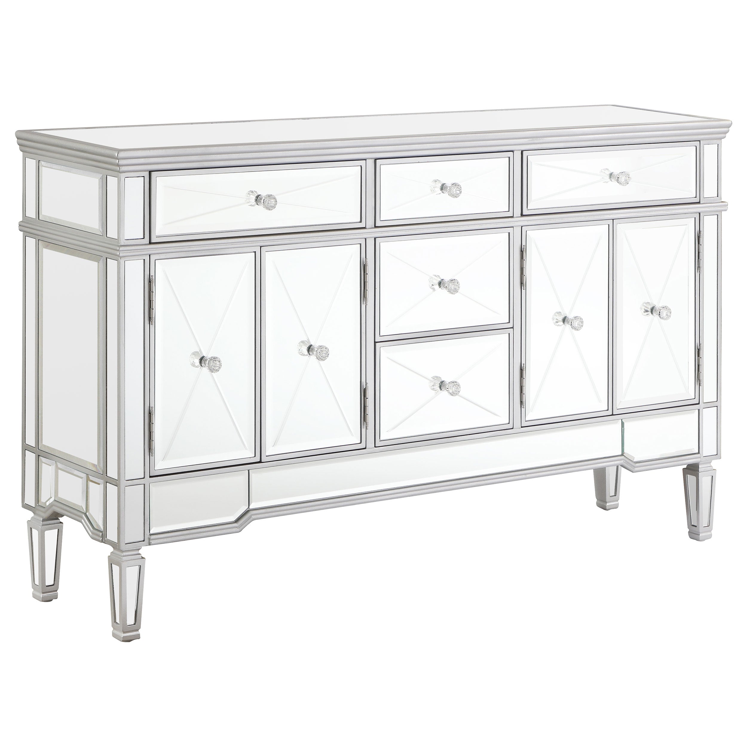 Best Furniture Outlet - Coaster - Duchess 5-drawer Mirrored Storage Accent Cabinet Silver - 950849