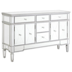 Best Furniture Outlet - Coaster - Duchess 5-drawer Mirrored Storage Accent Cabinet Silver - 950849