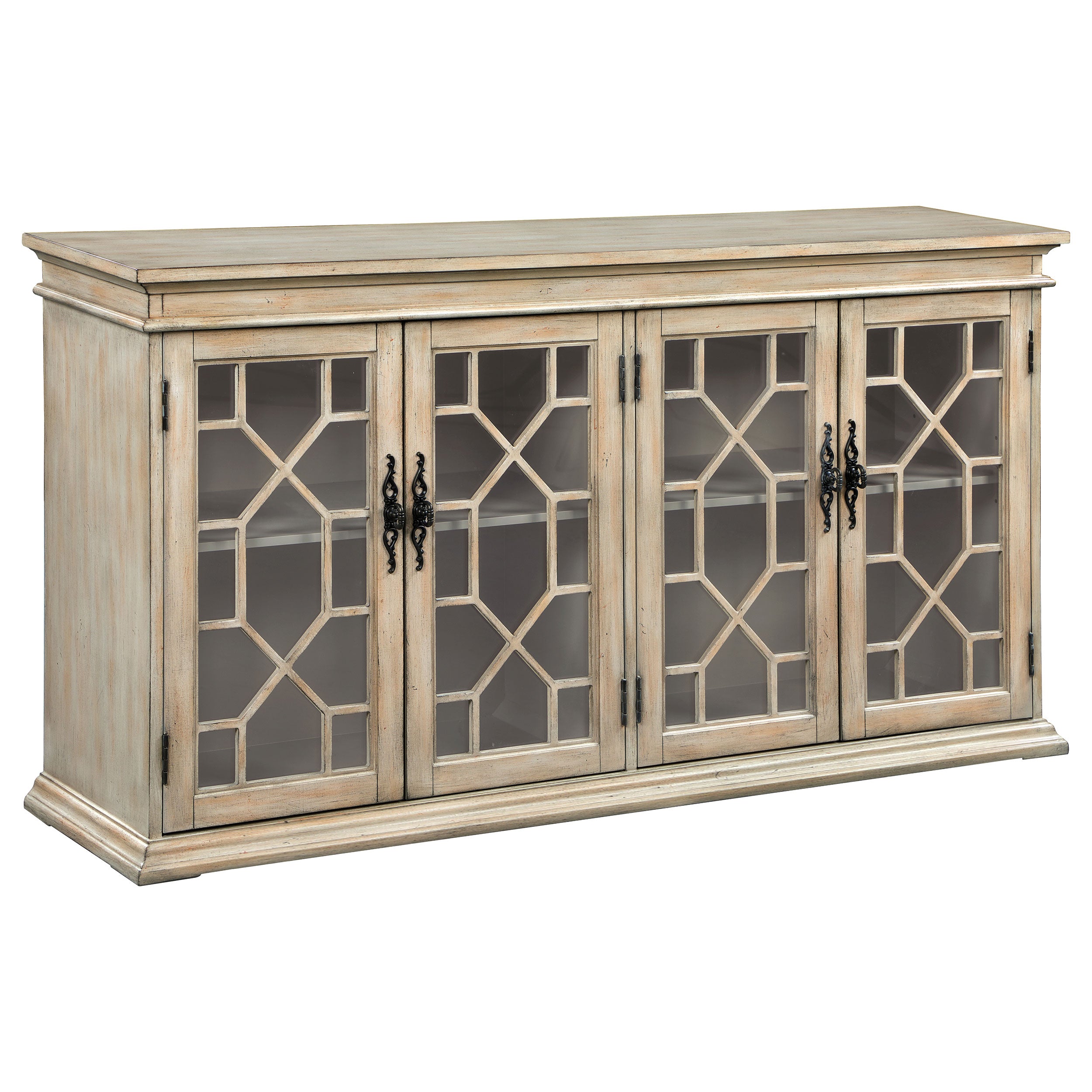 Best Furniture Outlet - Coaster - Kiara 4-door Wood Lattice Storage Accent Cabinet Light Honey - 950858