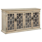 Best Furniture Outlet - Coaster - Kiara 4-door Wood Lattice Storage Accent Cabinet Light Honey - 950858