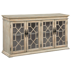 Best Furniture Outlet - Coaster - Kiara 4-door Wood Lattice Storage Accent Cabinet Light Honey - 950858