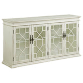 Best Furniture Outlet - Coaster - Kiara 4-door Wood Lattice Storage Accent Cabinet White - 950859