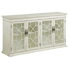 Best Furniture Outlet - Coaster - Kiara 4-door Wood Lattice Storage Accent Cabinet White - 950859