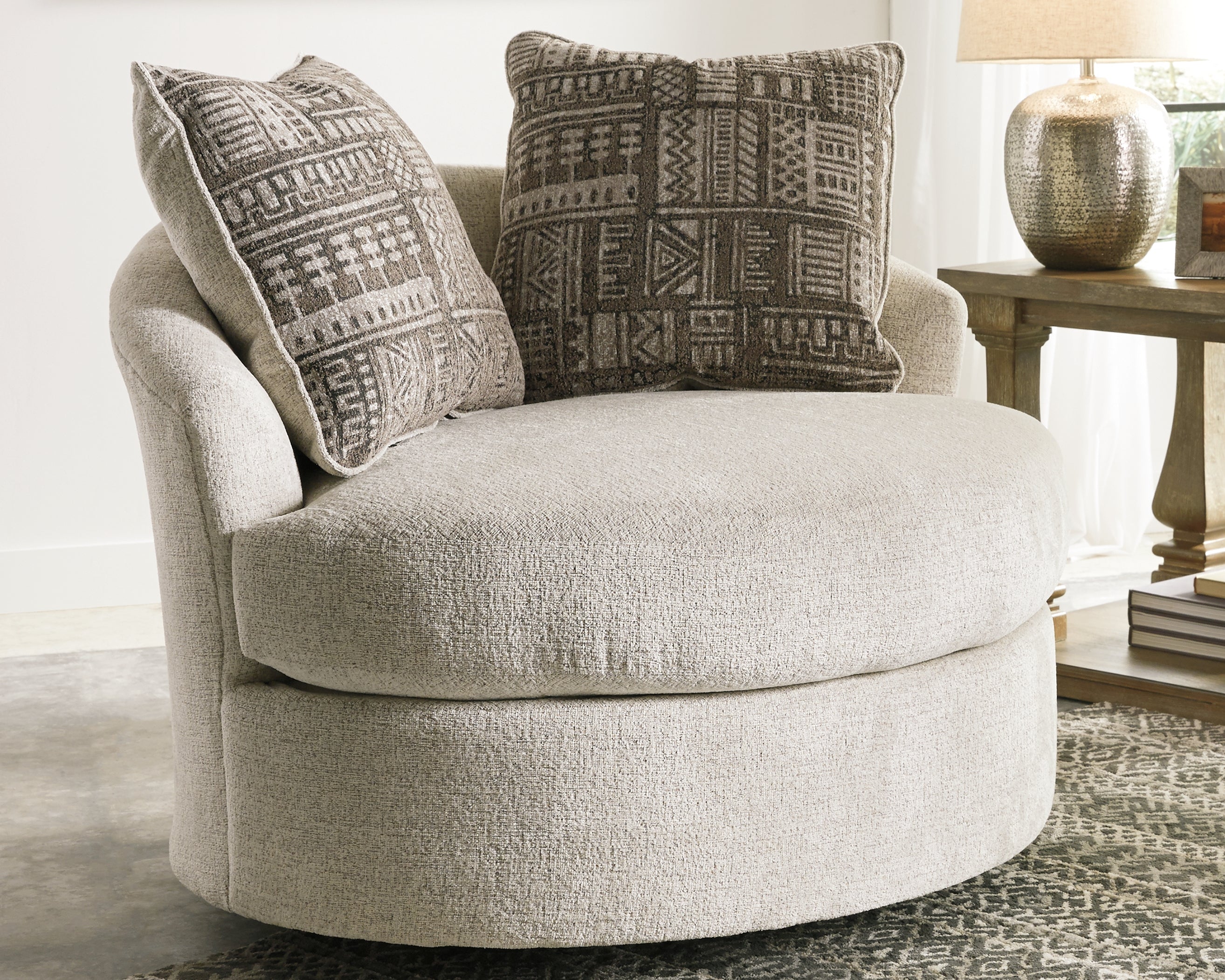 Best Furniture Outlet - Ashley Furniture - Soletren Living Room - Swivel Accent Chair / Stone - 9510444