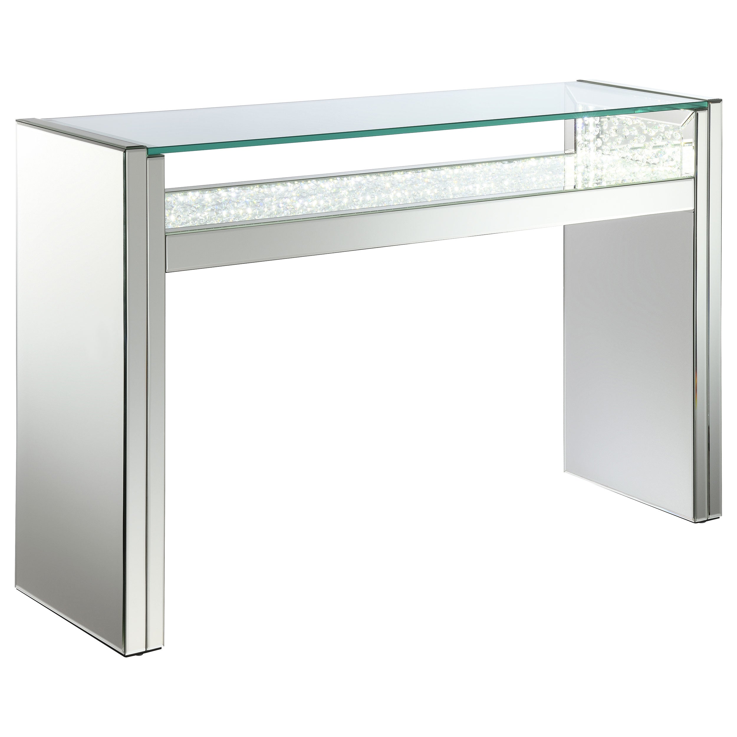Best Furniture Outlet - Coaster - Edna Mirrored Console Table LED Lighting Silver - 951766