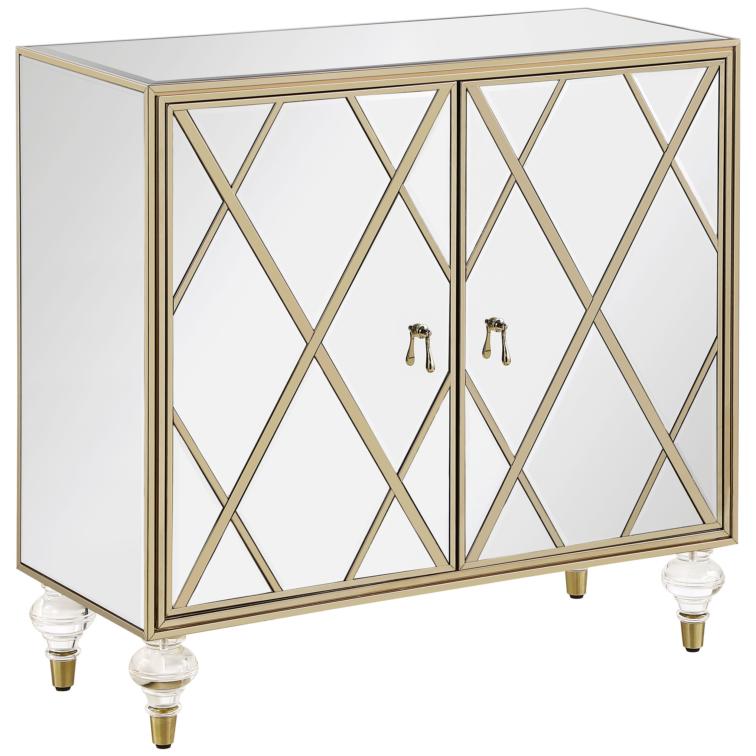 Best Furniture Outlet - Coaster - Astilbe 2-door Mirrored Accent Cabinet Silver and Champagne - 951851