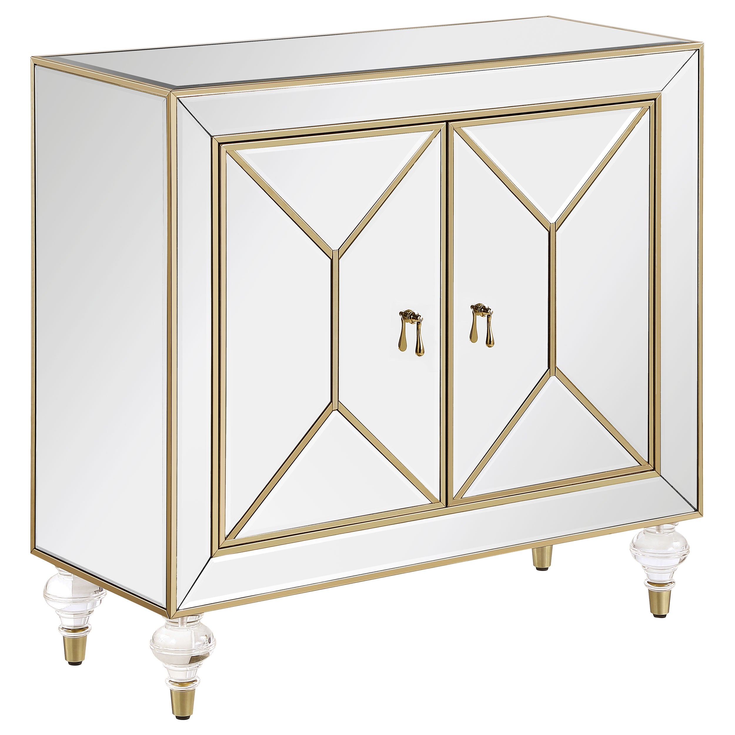 Best Furniture Outlet - Coaster - Lupin 2-door Mirrored Storage Accent Cabinet Champagne - 951854