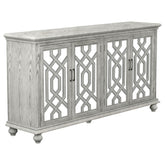 Best Furniture Outlet - Coaster - Melanie 4-door Wood Trellis Accent Cabinet Distressed White - 952845