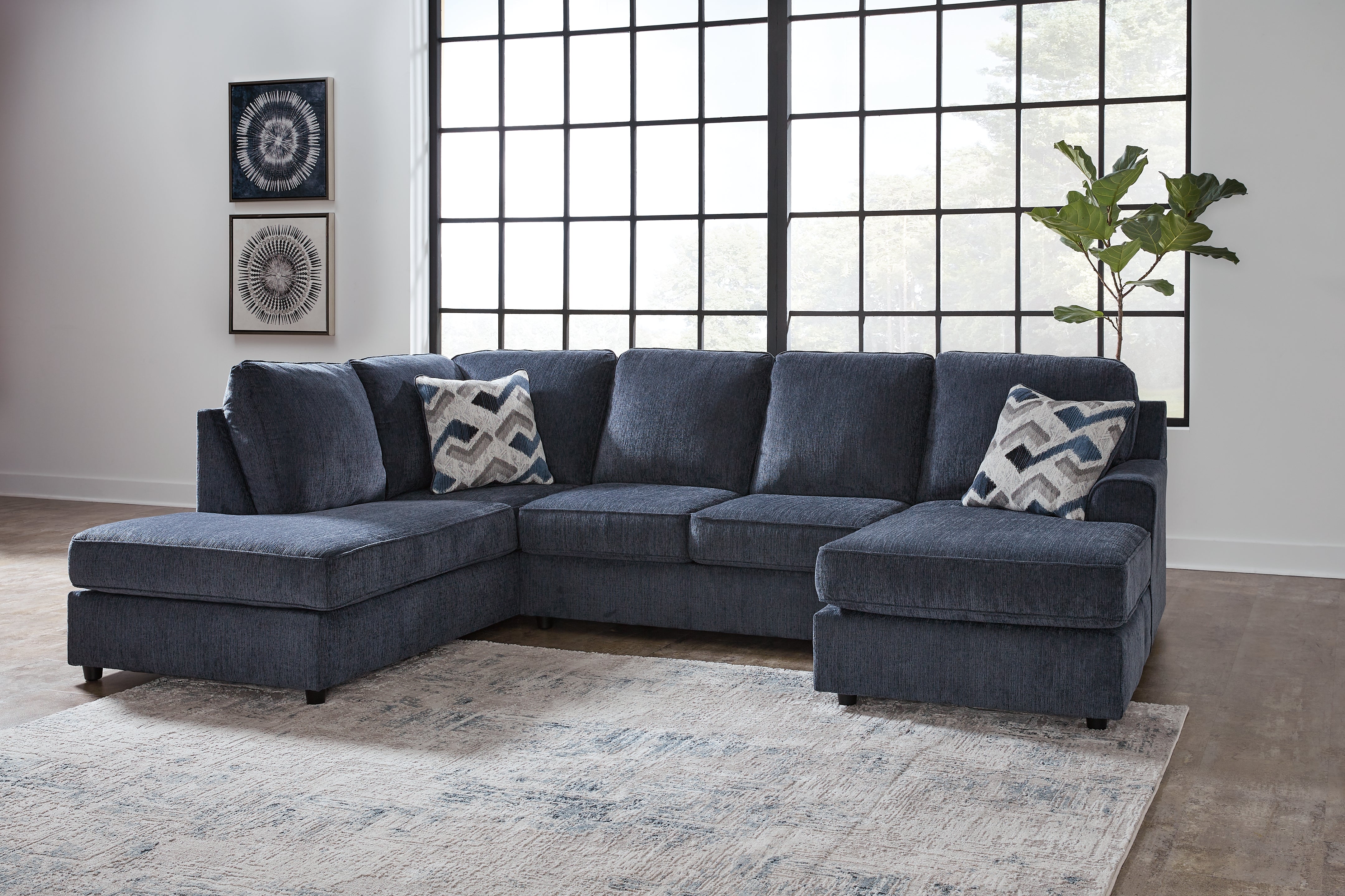 Best Furniture Outlet - Ashley Furniture - Albar Place Sectional - RAF 2-Piece Sectional / Cobalt - 95302S2