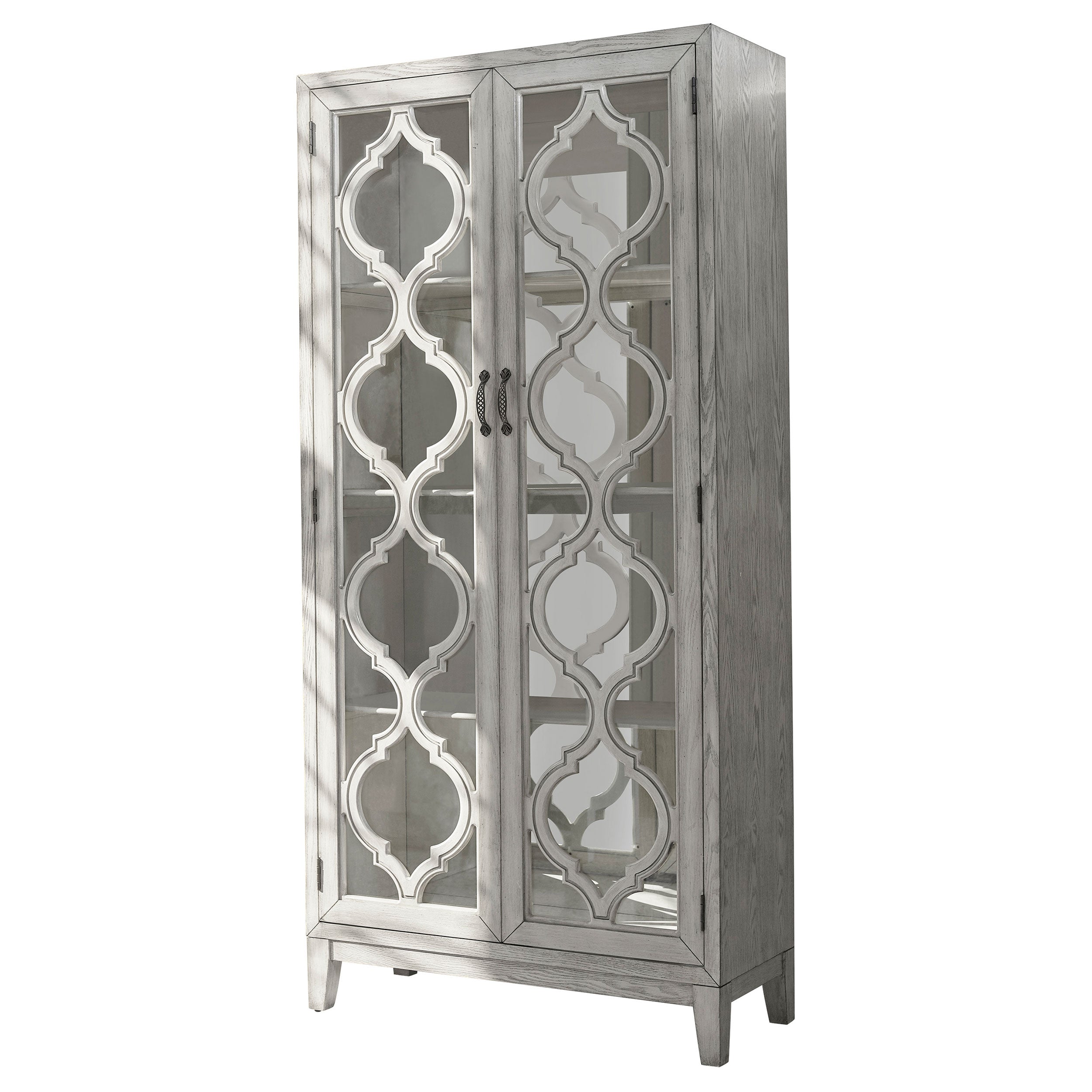Best Furniture Outlet - Coaster - Mckellen 2-door Wood Trellis Tall Cabinet Distressed White - 953375