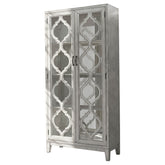 Best Furniture Outlet - Coaster - Mckellen 2-door Wood Trellis Tall Cabinet Distressed White - 953375