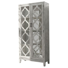 Best Furniture Outlet - Coaster - Mckellen 2-door Wood Trellis Tall Cabinet Distressed White - 953375