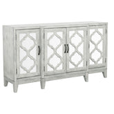 Best Furniture Outlet - Coaster - Mckellen 4-door Wood Trellis Accent Cabinet Distressed White - 953376
