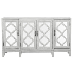 Mckellen 4-door Wood Trellis Accent Cabinet Distressed White
