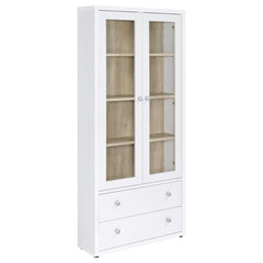 Best Furniture Outlet - Coaster - Hawthorne 4-shelf Glass Door Tall Cabinet with Drawers White - 953477