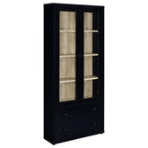 Best Furniture Outlet - Coaster - Hawthorne 4-shelf Glass Door Cabinet with Drawers Black - 953478