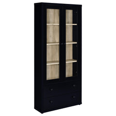 Best Furniture Outlet - Coaster - Hawthorne 4-shelf Glass Door Cabinet with Drawers Black - 953478