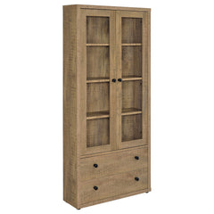 Best Furniture Outlet - Coaster - Hawthorne 4-shelf Glass Door Tall Cabinet with Drawers Mango - 953479