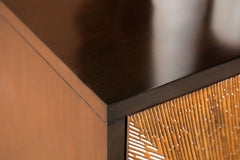 Zira 4-door Wood Parquet Storage Accent Cabinet Brown