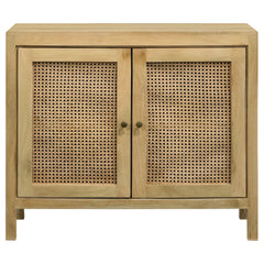 Zamora 2-door Wood Accent Cabinet with Woven Cane Natural