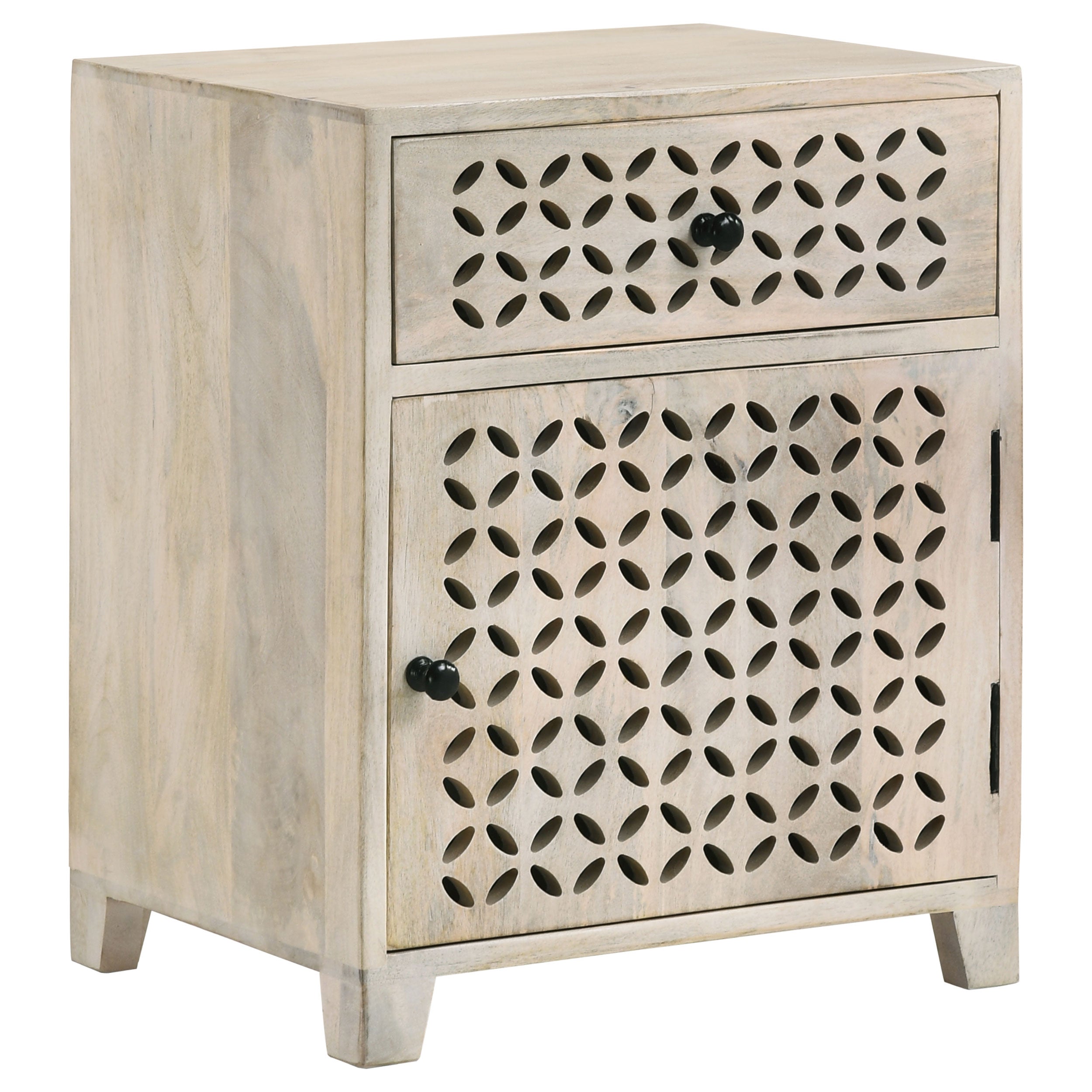 Best Furniture Outlet - Coaster - August 1-drawer Trellis Pattern Storage Cabinet White Washed - 953569