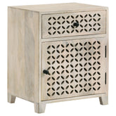 Best Furniture Outlet - Coaster - August 1-drawer Trellis Pattern Storage Cabinet White Washed - 953569