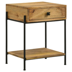 Best Furniture Outlet - Coaster - Declan 1-drawer Wood Accent Side Table Natural Mango - 959556
