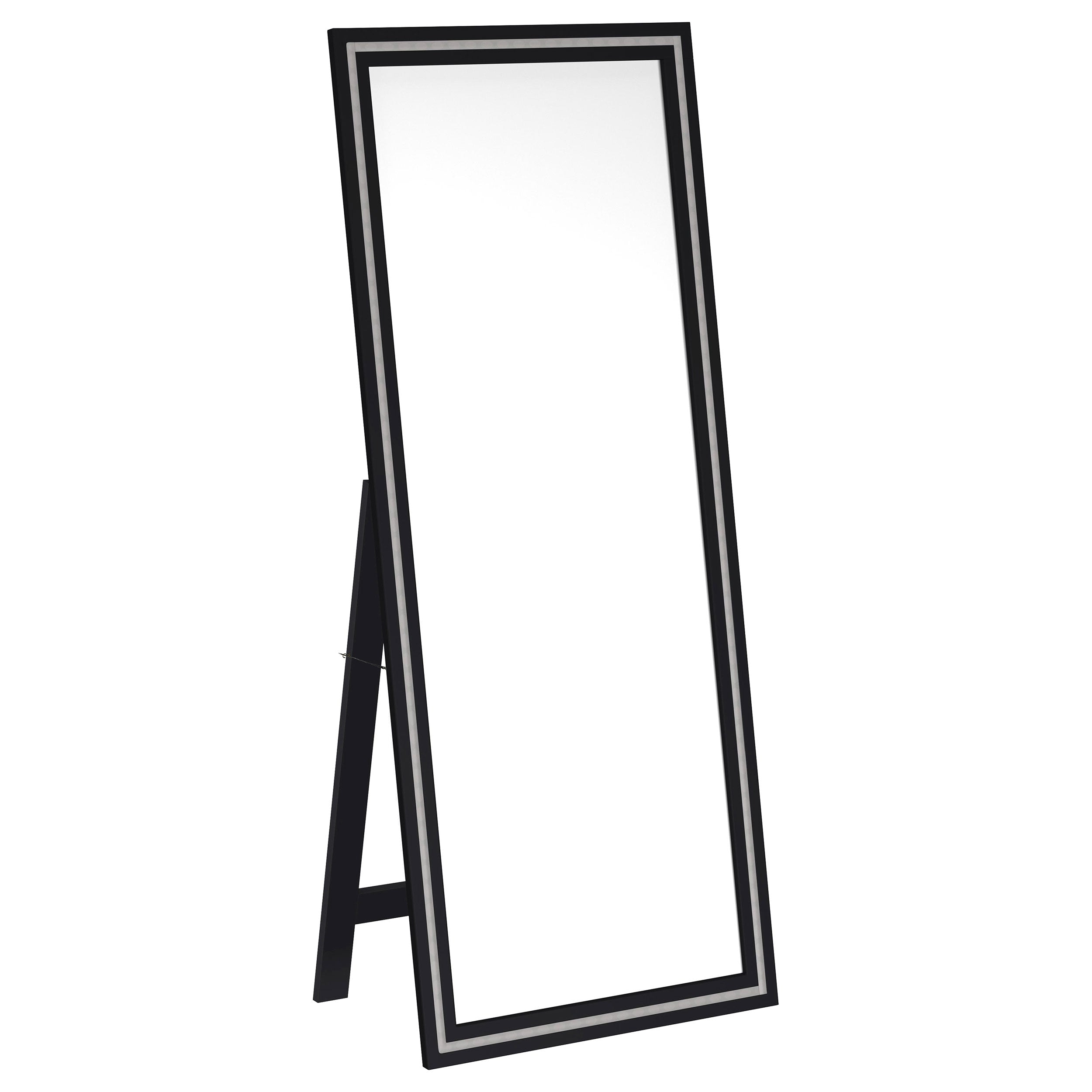Best Furniture Outlet - Coaster - Windrose 28 x 67 Inch Tempered LED Standing Mirror Black - 960962