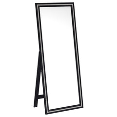 Best Furniture Outlet - Coaster - Windrose 28 x 67 Inch Tempered LED Standing Mirror Black - 960962