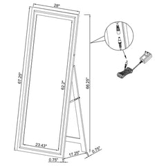 Windrose 28 x 67 Inch Tempered LED Standing Mirror Black