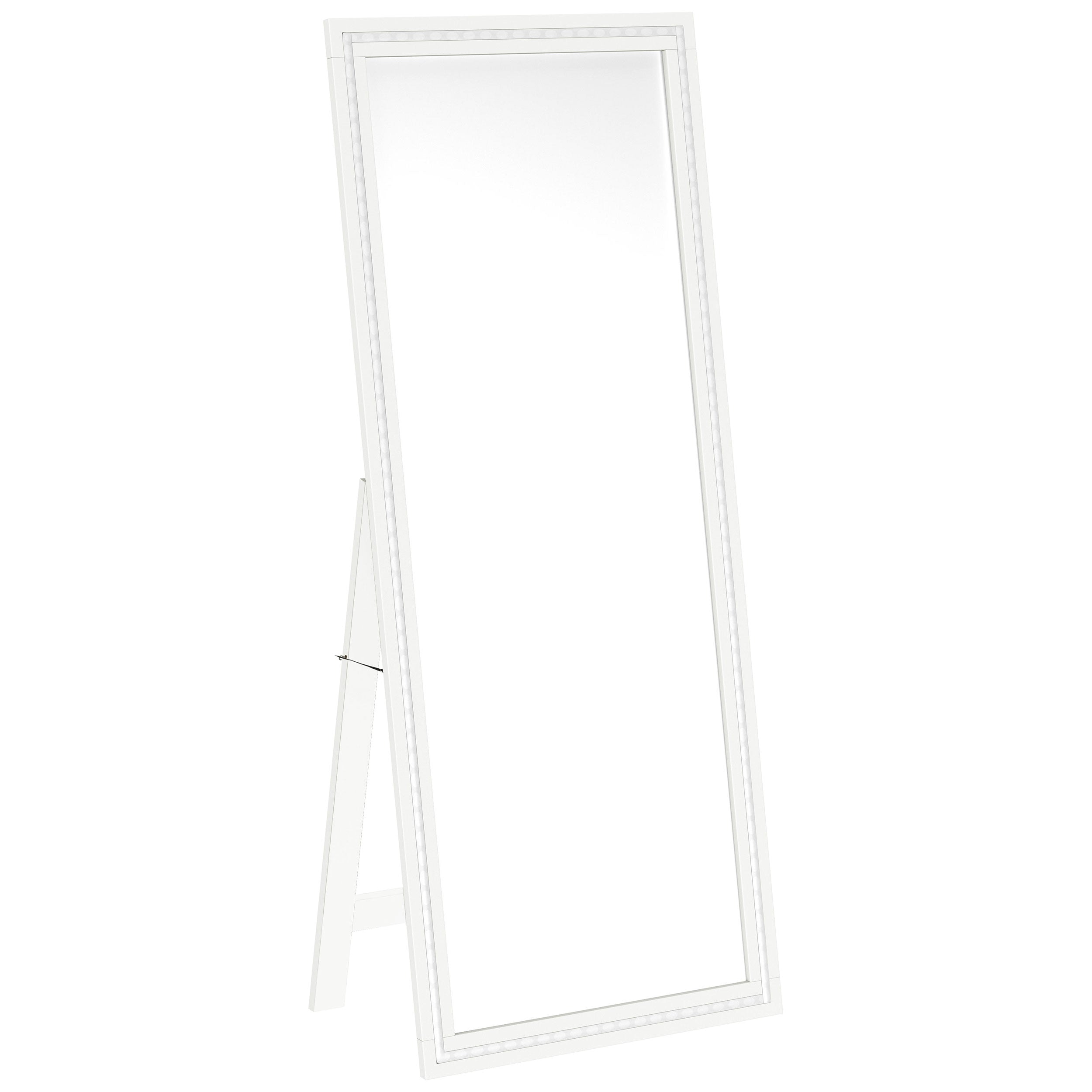 Best Furniture Outlet - Coaster - Windrose 28 x 67 Inch Tempered LED Standing Mirror White - 960963