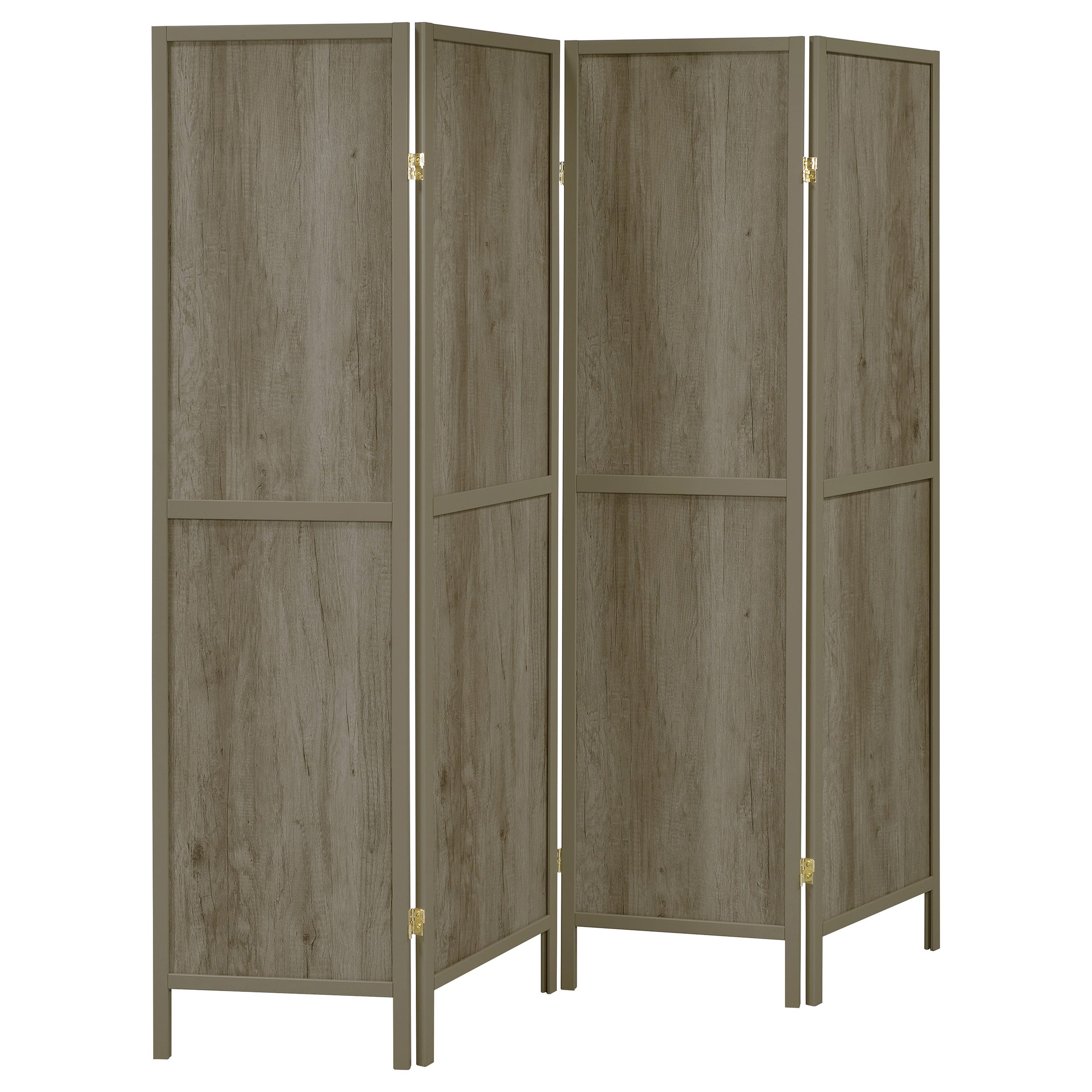 Best Furniture Outlet - Coaster - Deepika 4-Panel Room Divider Folding Screen Grey Driftwood - 961415