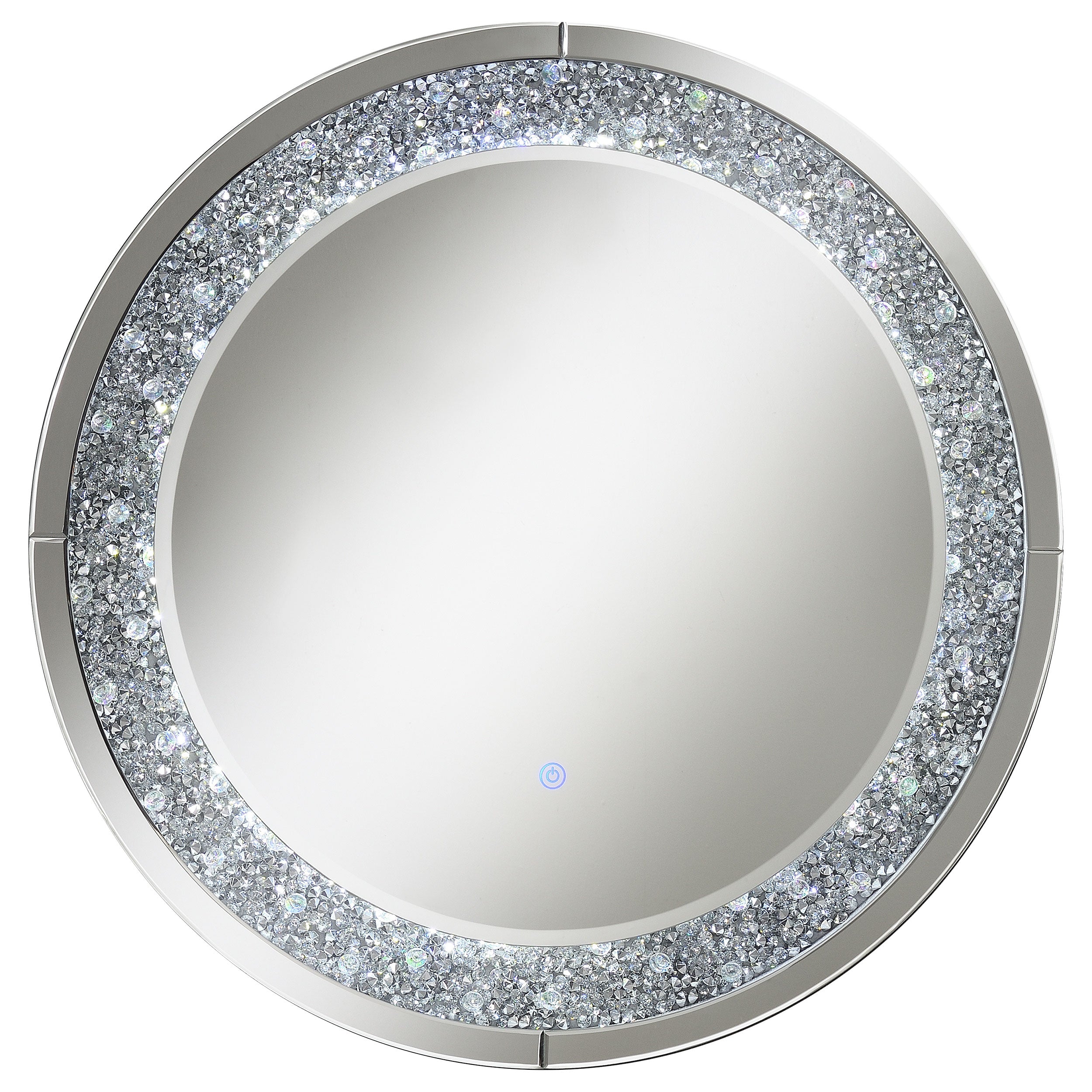Best Furniture Outlet - Coaster - Lixue 32 x 32 Inch Round Wall Mirror LED Lighting Silver - 961428