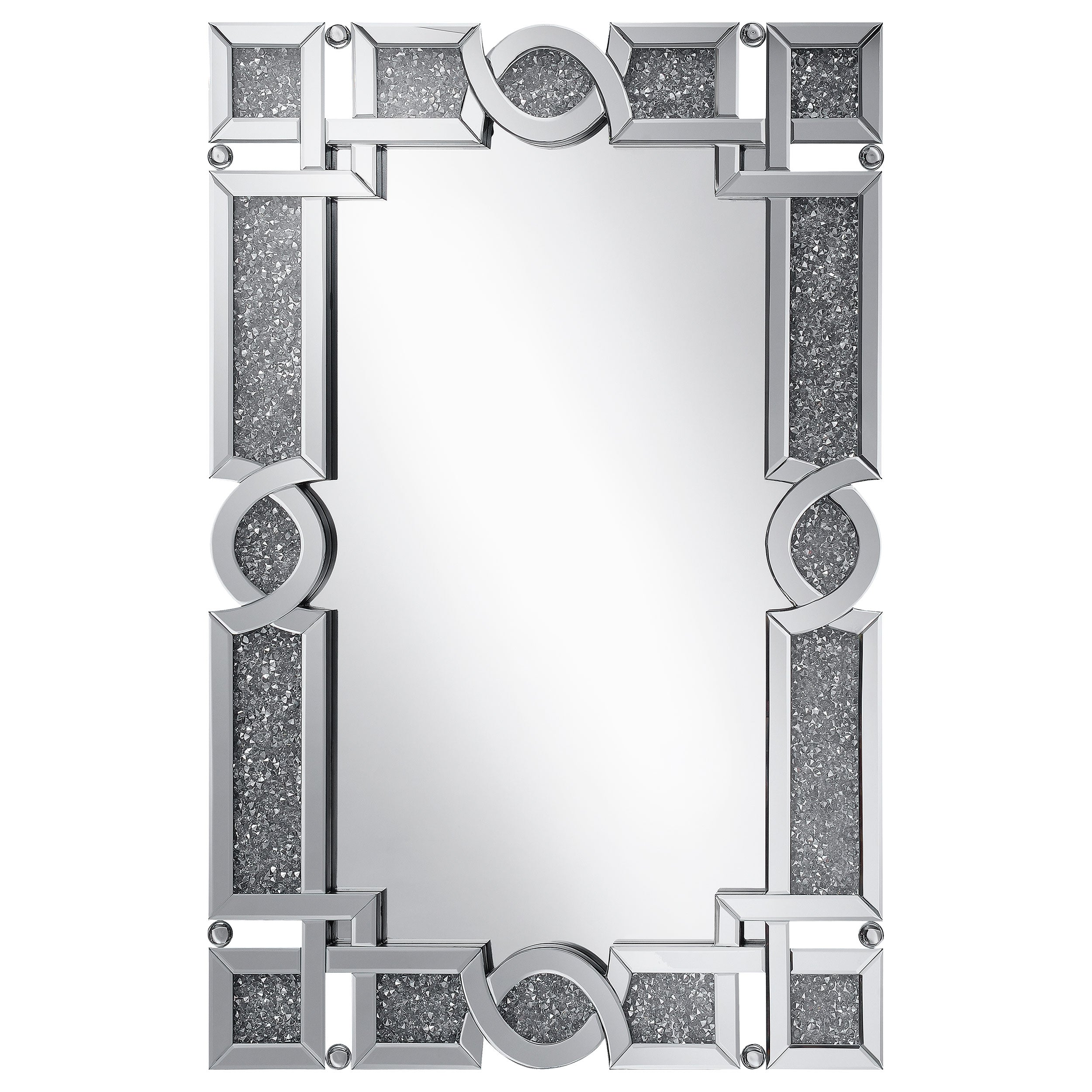 Best Furniture Outlet - Coaster - Jackie 32 x 47 Inch Acrylic Crystal Frame Wall Mirror Silver - 961444