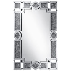 Best Furniture Outlet - Coaster - Jackie 32 x 47 Inch Acrylic Crystal Frame Wall Mirror Silver - 961444