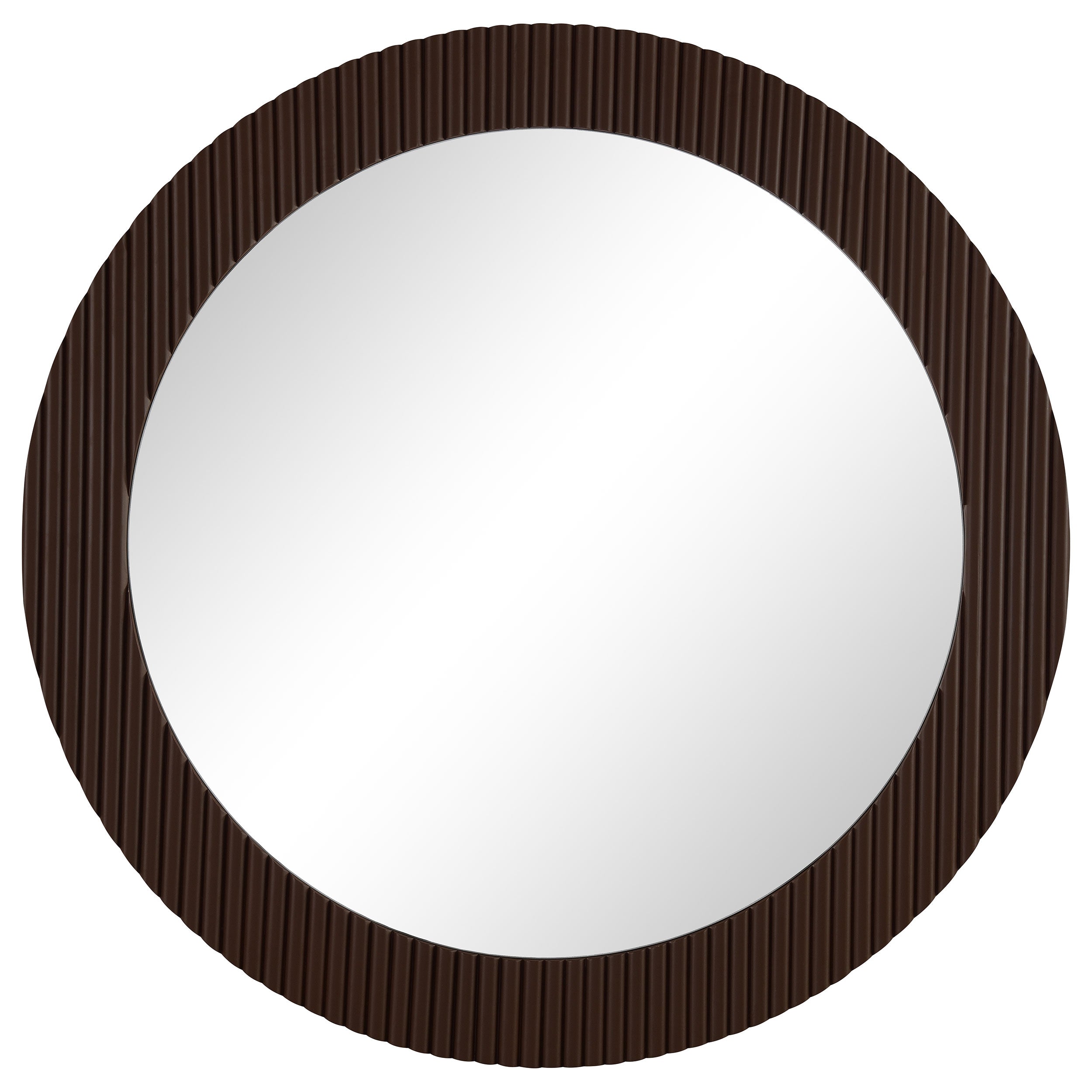 Best Furniture Outlet - Coaster - Dexter 40 x 40 Inch Round Reeding Frame Wall Mirror Brown - 961463