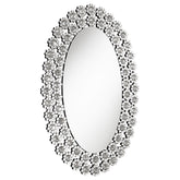 Best Furniture Outlet - Coaster - Colleen 31 x 47 Inch Oval Wall Mirror Crystal Flowers Silver - 961615