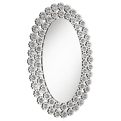 Best Furniture Outlet - Coaster - Colleen 31 x 47 Inch Oval Wall Mirror Crystal Flowers Silver - 961615